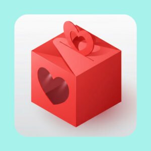 Caja Cuadrada con Asa de Corazón Plantilla