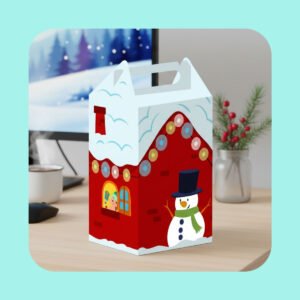 Caja Navideña Casita de Invierno Plantilla