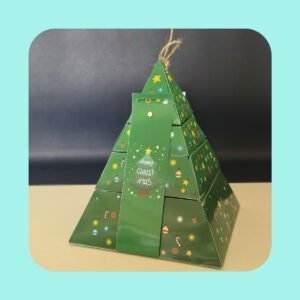 Caja pirámide navideña: Plantilla imprimible